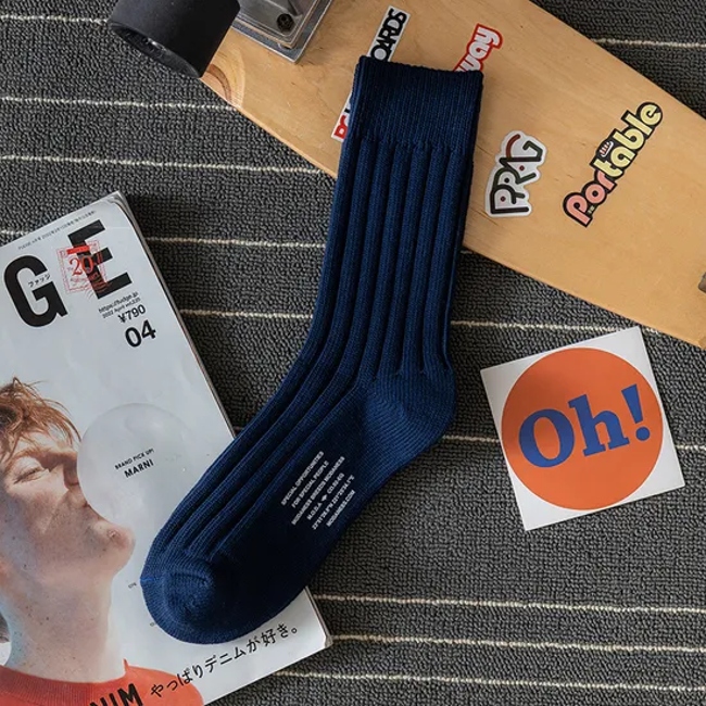 OEM Calsetines Japanese Solid Color Street Sports Slouch Socks for Men Women