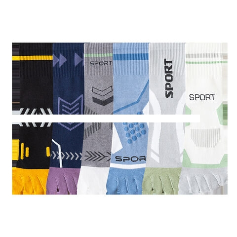 Customized Men s Professional Sports Fitness Cotton Toes Socks Breathable Anti odor Running Athletic Anti Pilling Crew Socks