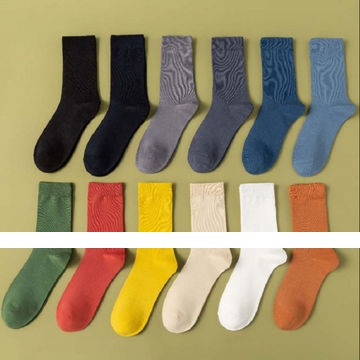 Solid Color Colorful Cotton Soft White Black Crew Dress Socks Men Crew Socks