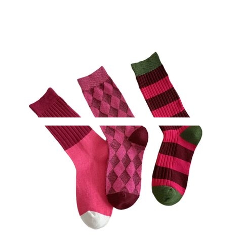 Custom Rose Pink Crew Socks Red Girl Diamond Socks Comfortable Double Needle Women s Socks
