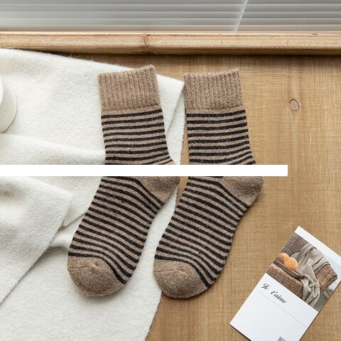 Autumn and winter thick socks, children s mid tube socks, striped long socks