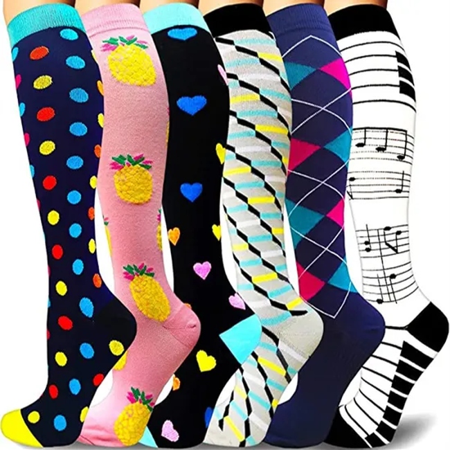 Custom Design Unisex Cotton Compression Socks Fancy Calcetin Cycling Sport Athletic Custom Compression Socks
