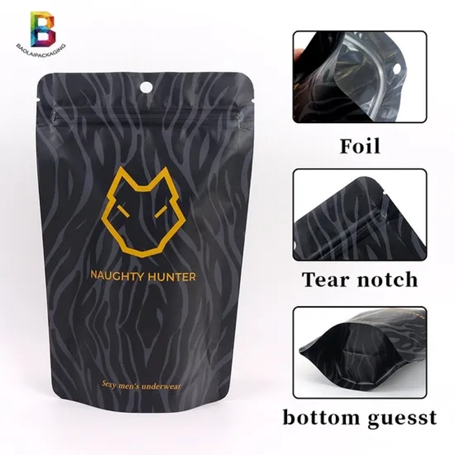Stand up Ziplock Packaging Bag for Socks Packaging/Cloth Packaging/Underwear Packing