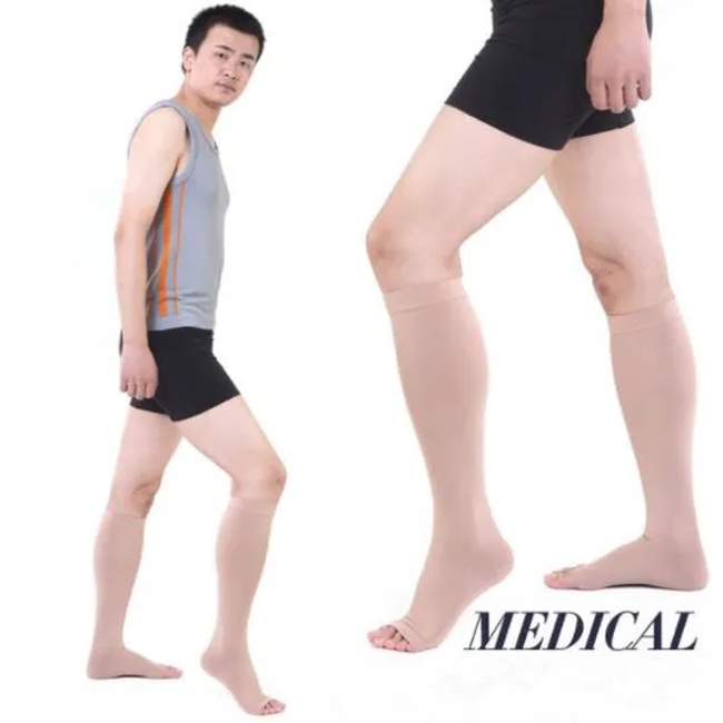 Medical Graduated 15-21mmhg Knee High Open Toe Compression Socks
