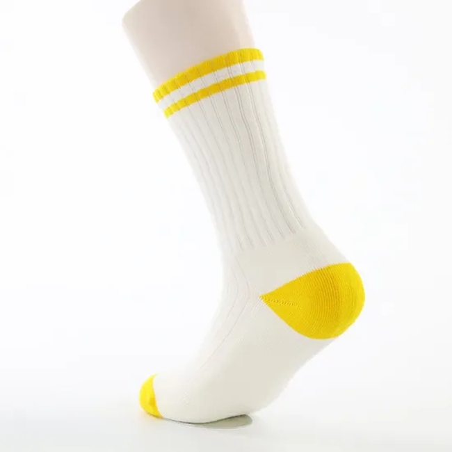 High Quality Jacquard Embroidery Logo Classic Stripe Athletic Cotton Crew Custom Socks