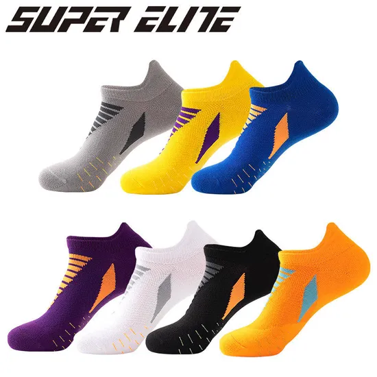 Run Cycling Basketball Yellow White Black Men Sports Ankle Socks