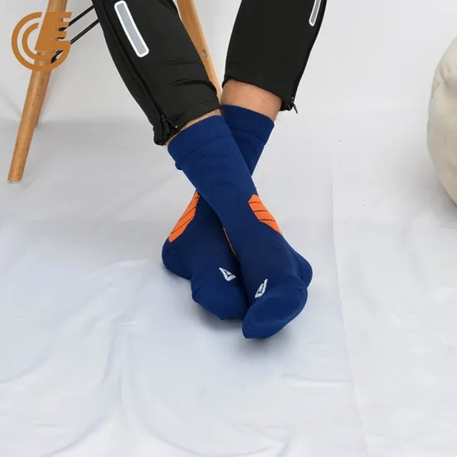 Qlm-319-11 Adult Dark Blue Compression MID Length Cotton Sports Socks