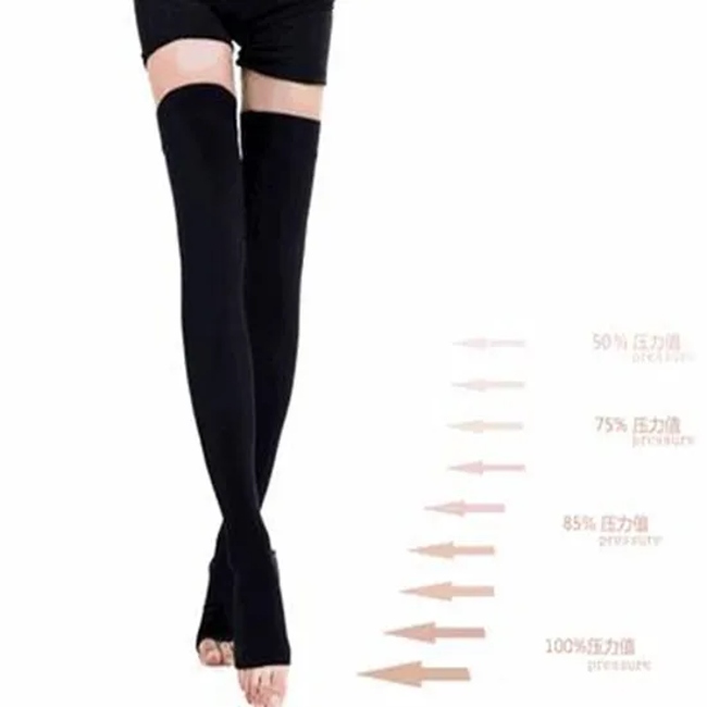 CE FDA Approved 15-21mmhg Thigh High Open Toe Medical Compression Socks