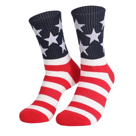 Customize All Sorts of Fashion Sport Sock Casual Sock Stripe USA Flag Sock in Many Designs, Colors, and Material