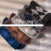 Wholesale High Quality Men s Seasons British Style Geometric Rhombus Knitting Seamless Cotton Crew Dress Socks