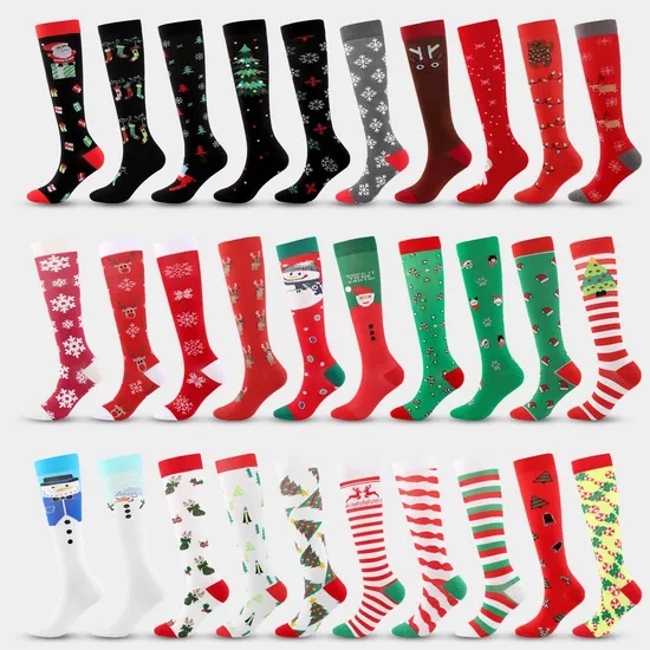 Custom Christmas Medical Compression Support Socks 15-20 Mmhg Halloween Compression Socks