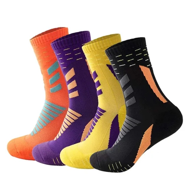 Wholesale High Quality Basketball Socks Men′s Outdoor Athletic Crew Socks Cushioned Thick Sports Non Slip Long Compression Socks
