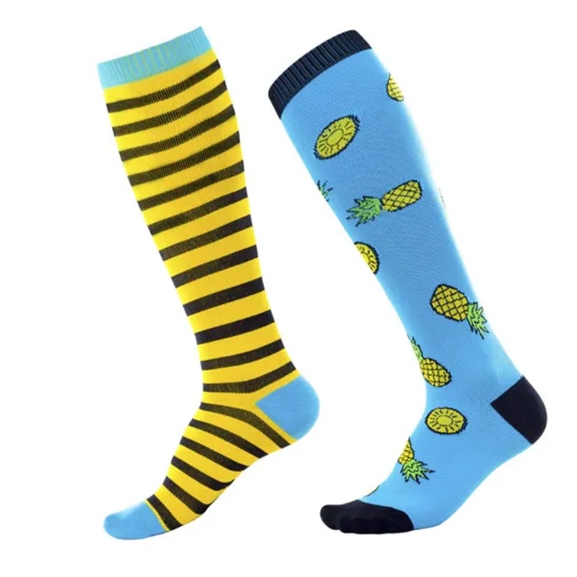 Wholesale Custom Nylon Happy Colorful 20-30mmhg Knee High Long Men Compression Socks for Marathon Running