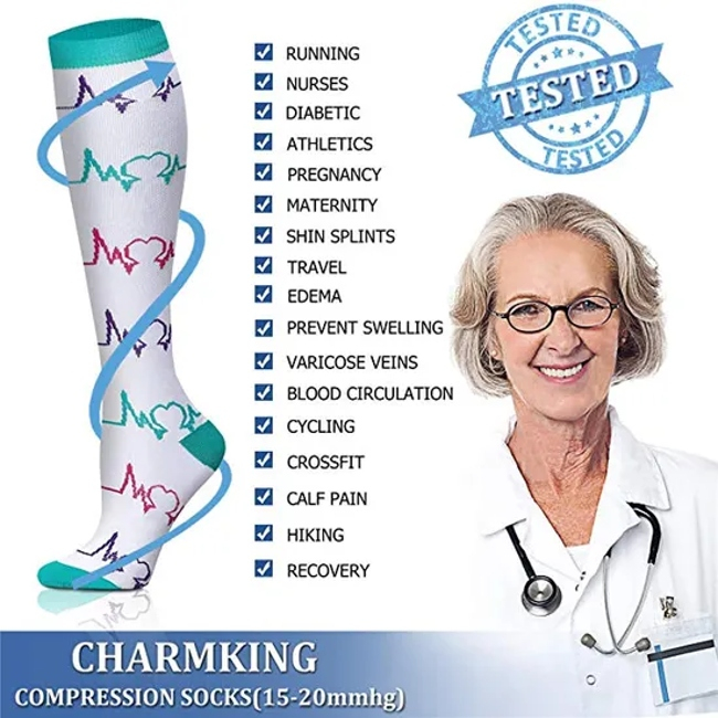 Dropship Compression Stockings 20-30 Mmhg Socks Fit for Outdoor Running Nurses Knee Stockings
