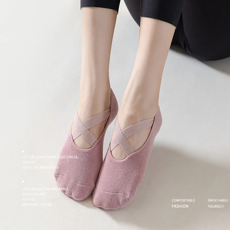 Bargain Yoga Socks Women Cotton Silicone Non-slip Pilates Grip Towel No-Show Barre 