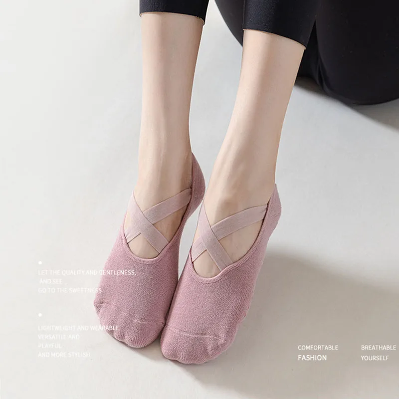 Bargain Yoga Socks Women Cotton Silicone Non-slip Pilates Grip Towel No-Show Barre 