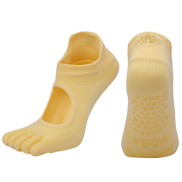distributor Ladies Breathable Yoga Socks with Grips Non-Slip Five Finger Pilates Socks for Women Backless Ballet Dance Fitness 