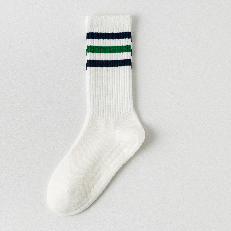 Sample-based Customization New Cotton Breathable Mid-calf Colorful Striped Anti-slip Yoga Socks Pilates Socks Indoor Gym Dance 