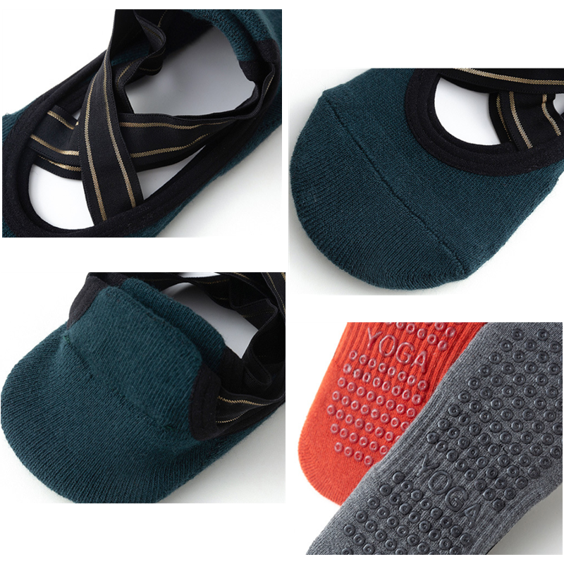 handmade New Non-slip Yoga Women Ankle Socks Summer Breathable Cross Back Cotton Underwear Dance Pilates Home Fitness Sports 