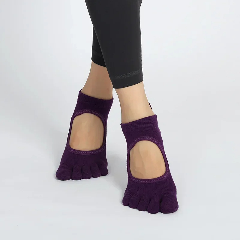bulk purchase Full Toe Yoga Socks Women Dot Silicone Non-slip Pilates Open Toe Low-Ankle 