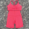 Good Value Solid Color Gym Bike Yoga Set Short Legging Cross Back Sport Bra pc Tracksuit Athletic Women Gym Suit Comprehensive 