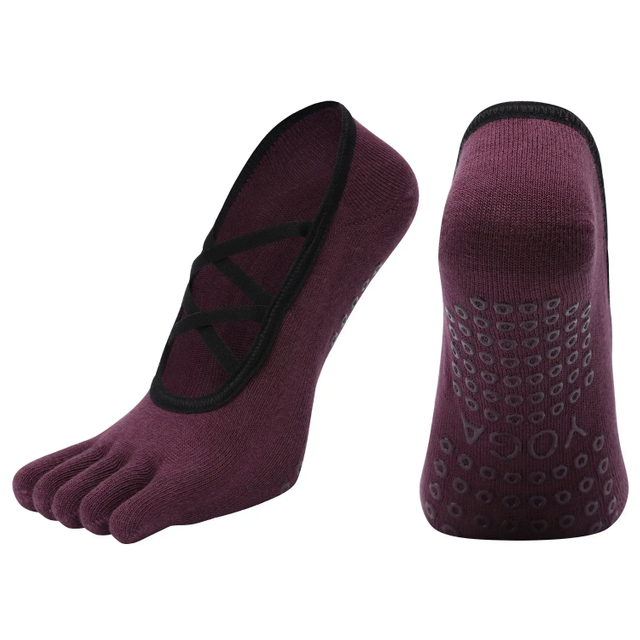 premium quality Yoga Socks Women Backless Breathable Bandage Indoor Floor Dance Sports Socks Silicone Anti-slip Five Toes 