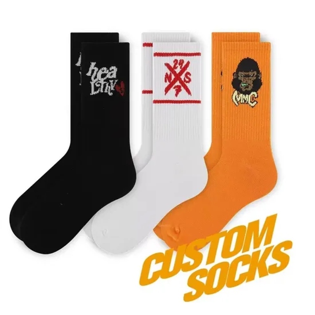 Factory Wholesale High Quality Unisex Sports Sock 100% Cotton Basketball Sock Custom Crew Men Socks