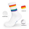 Custom Logo White Athletic Beach Tennis Socks Crew Striped Sport Badminton Socks