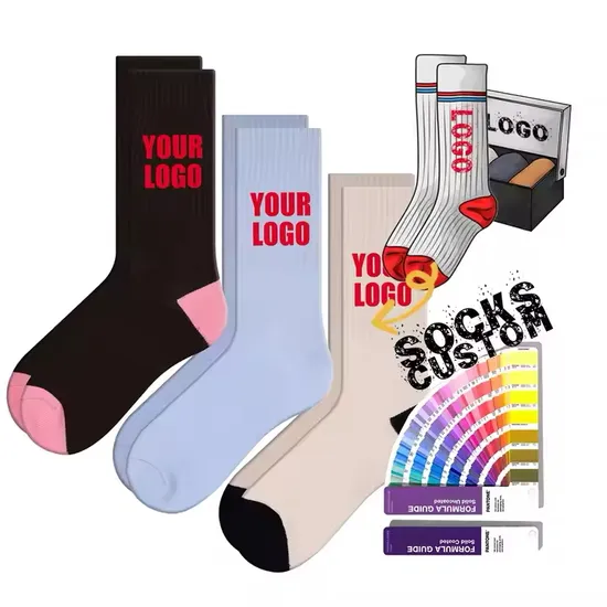Free Design High Quality Colorful Cartoon Letter Casual Sock Unisex Custom Sports Sock 100% Cotton Crew Socks