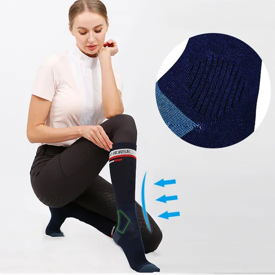 Custom Logo Compression Knee High Elastic Cotton Equestrian Horse Riding Socks