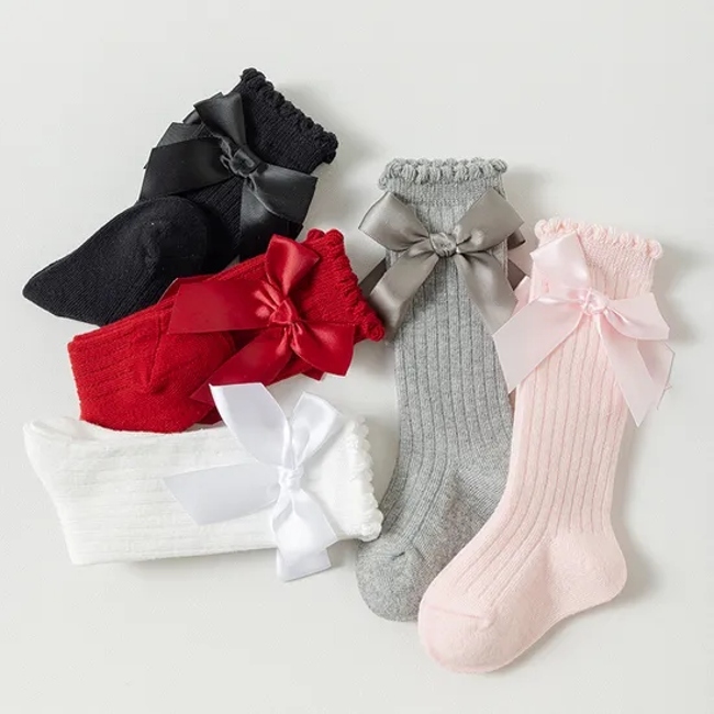 Wholesale Low Price and High Quality Cotton Bow Children Baby Socks