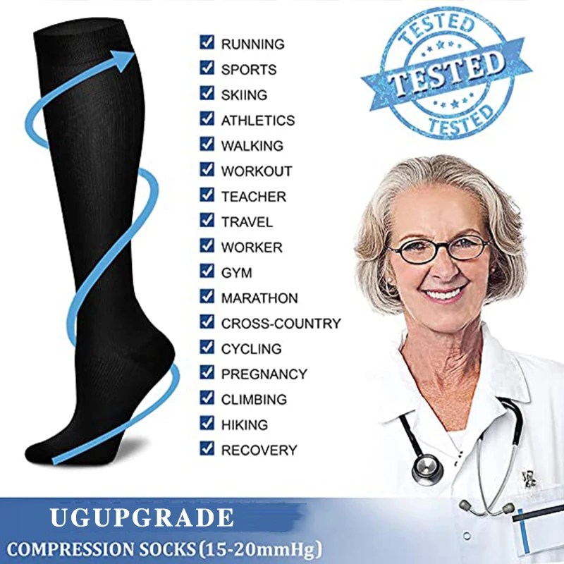 Reasonable Cost Compression Stockings women Hiking Running Socks Flight Pregnancy Swollen Varicose Veins Marathon Sports 