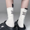 latest model For women Solid Color Fashion style Heel label English Letters Cotton Casual Middle Tube Couple Socks Street Sport 