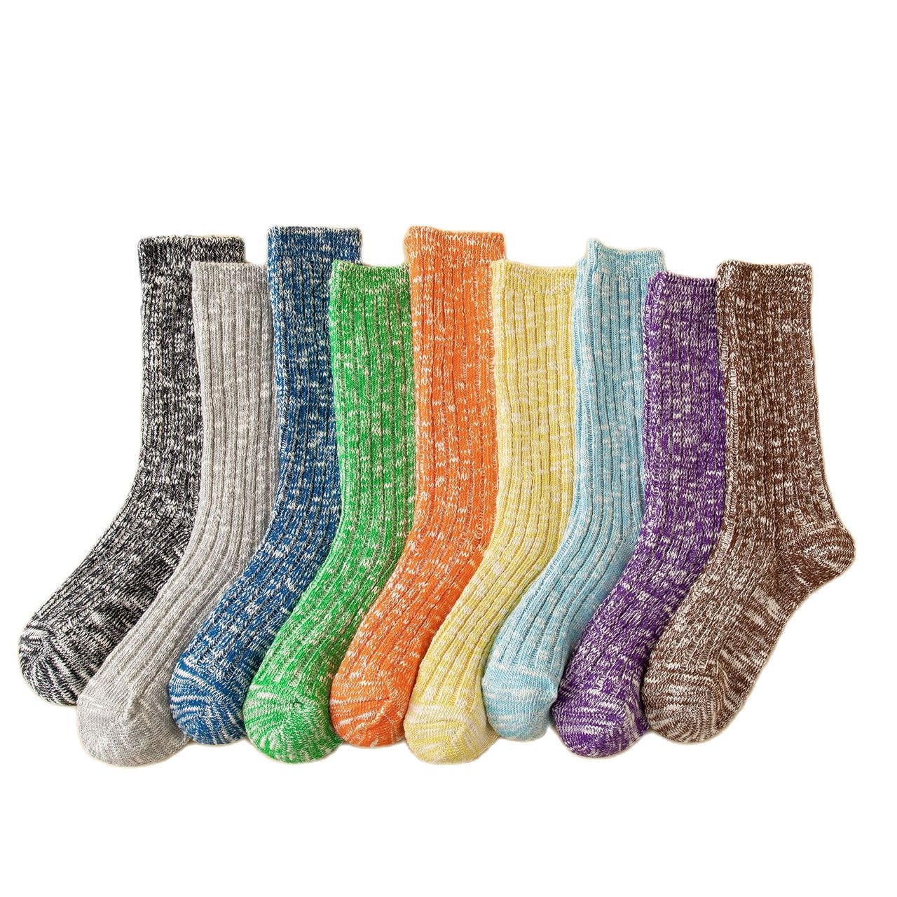 regular orders For Woman Knitted Spring Autumn Winter Warm Socks Solid Color Home Retro Mid tube Cotton Soft Thick Thread 