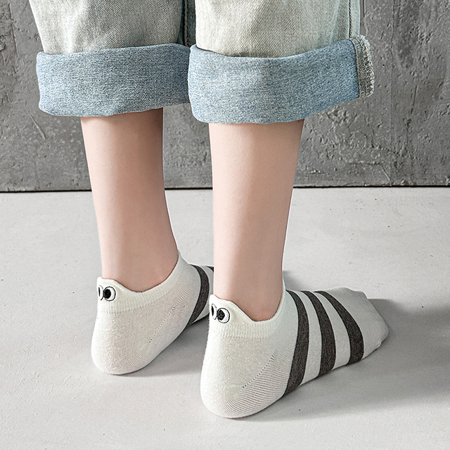 latest model women Socks Spring Summer Autumn Cotton Solid Striped Dots Novelty Female Cute Eyes Embroidery Casual Funny Ankle 