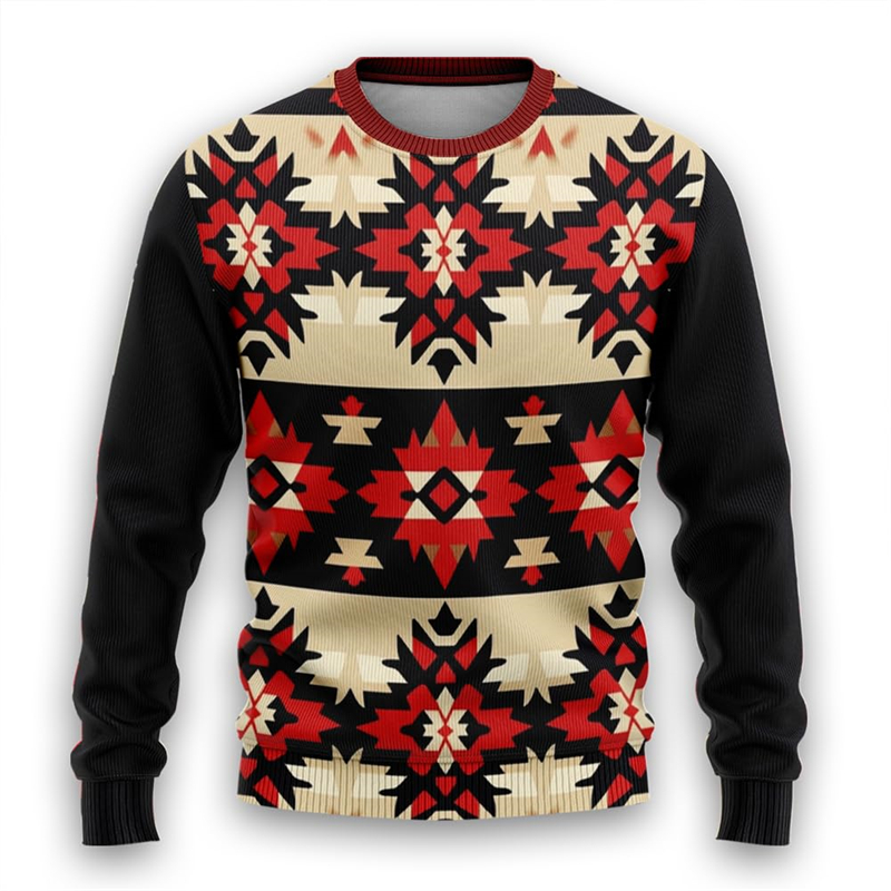 large-scale procurement Vintage Tribal D Print Ugly Christmas Sweater For women Aztec Funny Sweater Xmas Holiday Crew Neck 