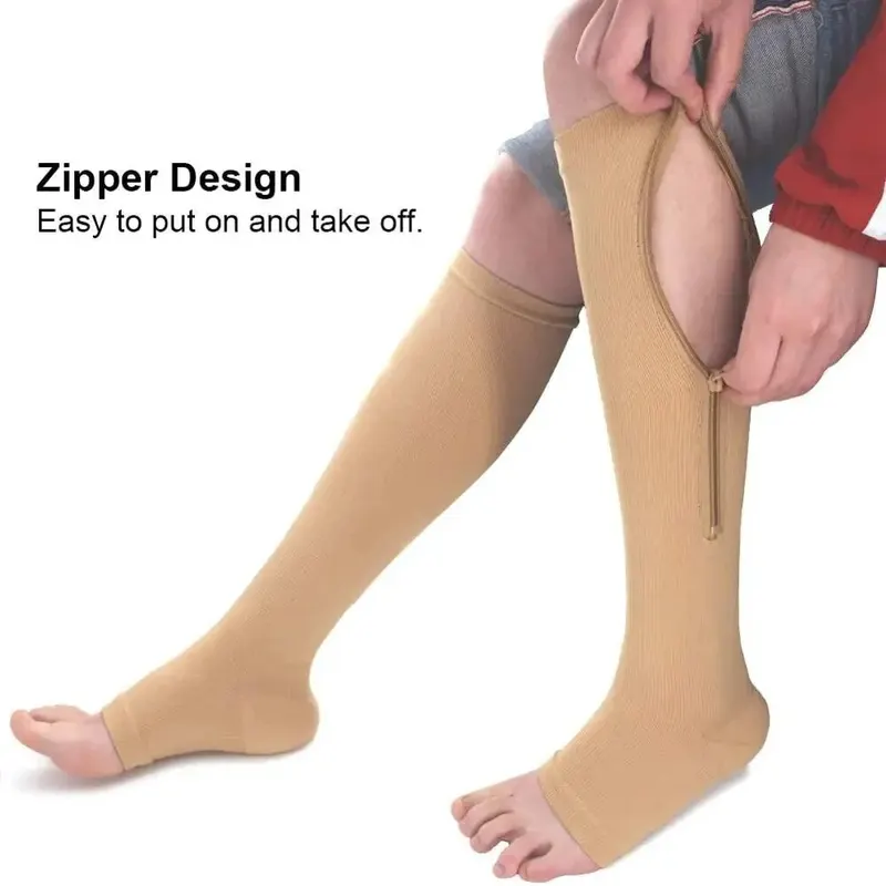 Economy Option Zipper Compression Socks for women & Sturdy Zippered Stocking to Improves Blood Circulation Relieves Pain & 