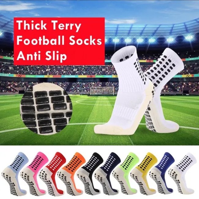 Hot Sale Custom Logo Spandex Grip Black Compression MID-Tube Non-Slip Knitting Wholesale Gym Soccer Football Men Crew Sports Socks