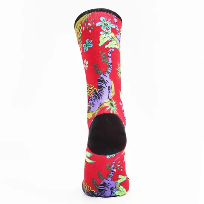 Low Price Crew Cotton Men Women Customized Red Printed Socks
