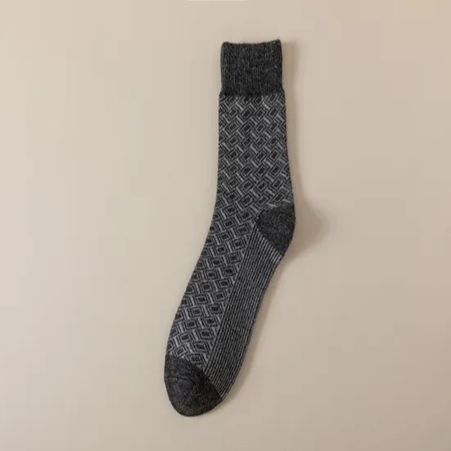 Pattern Dress Socks Business Boneless Mercerized Cotton Socks Crew Thin Breathable Men Socks
