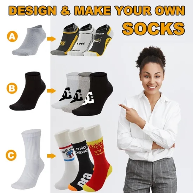 Free Design Breathable Custom Letter Adult Sports Sock Non-Slip Cotton Men Casual Socks Crew Socks