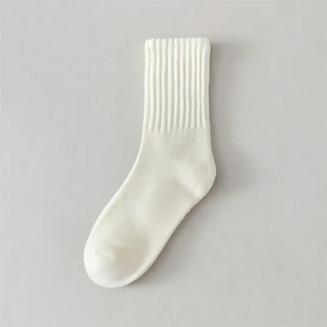 Winter Casual Plain Terry Socks Men Unisex Thick Combed Cotton Crew Socks