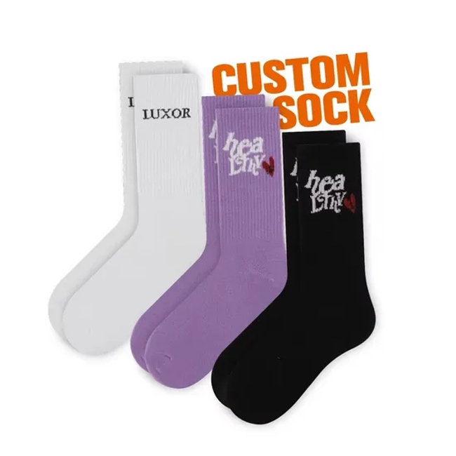 High Quality Fashion Unisex Non-Slip Sports Sock Custom Letter Cotton Pilates Socks Casual Crew Socks for Men