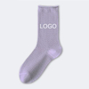 2024 Solid Color Women Men Casual Socks Custom Logo Crew Socks Spring and Summer Thick Cuff Socks