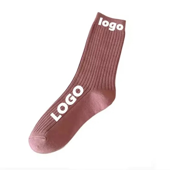 Men Women Cotton High Quality Crew Socks Plain Color Custom Logo Winter Crew Socks