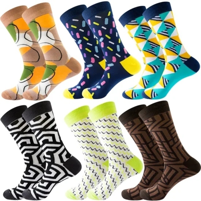 Factory Custom Novelty Bamboo Funny Socks Leisure Crew Tube Cotton Happy Colorful Socks for Men