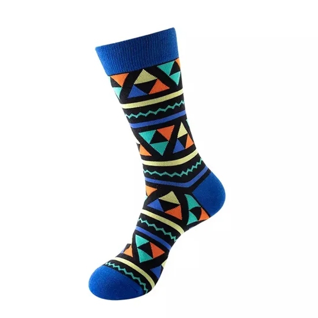 Fancy Colorful Geometric Graphic Socks Unisex Funny Cotton Crew Socks for Men