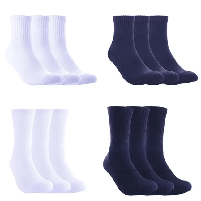 Multi-Size Pure White Towel Bottom Sports Socks Cotton Unisex Students MID-Calf High Top Thicker Running Basketball Socks