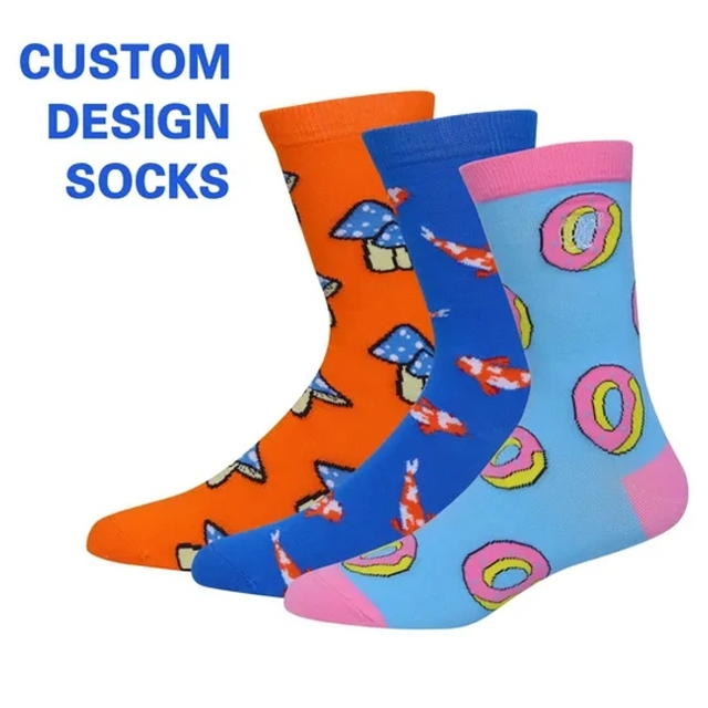 Wholesale Custom Designer Socks High Quality Bamboo Cotton Logo Sock Custom Colorful Happy Crew Men Socks