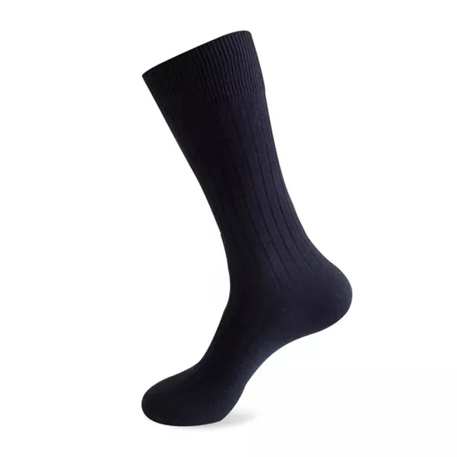 Solid Color Business Socks Formal Business Office Work Dress Crew Socks for Men